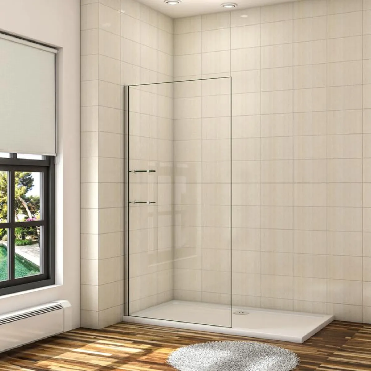 AICA Paroi de douche 140x190 cm avec étagères AICA Paroi de douche 140x190 cm avec étagères