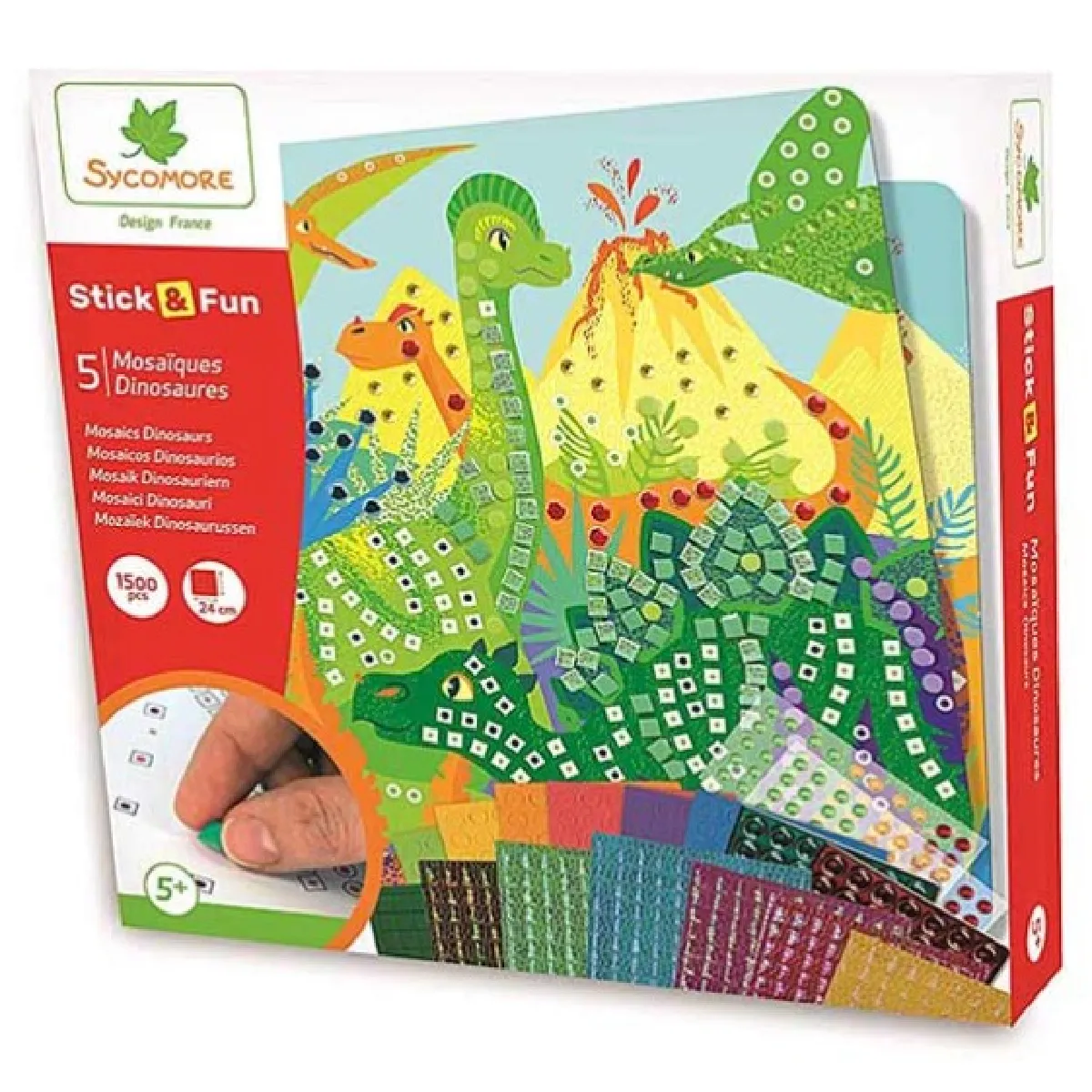 Au Sycomore Stick'n Fun Mosaïques Dinosaures - Multicolore