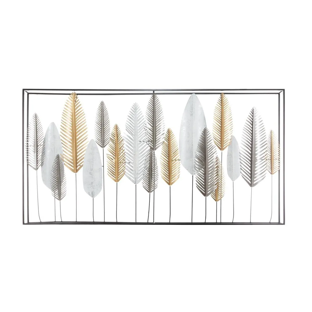 Atmosphera Doré, Argent, Blanc Et Noir Déco Murale 135 Cm Plumes Aram Métal - Image 3