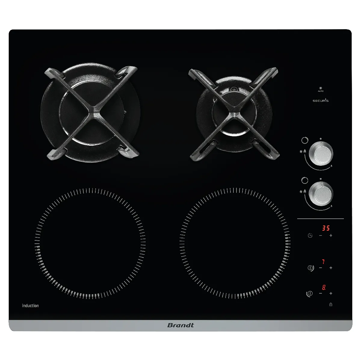 BRANDT Table de cuisson gazinduction BPI6414BM - vue 2