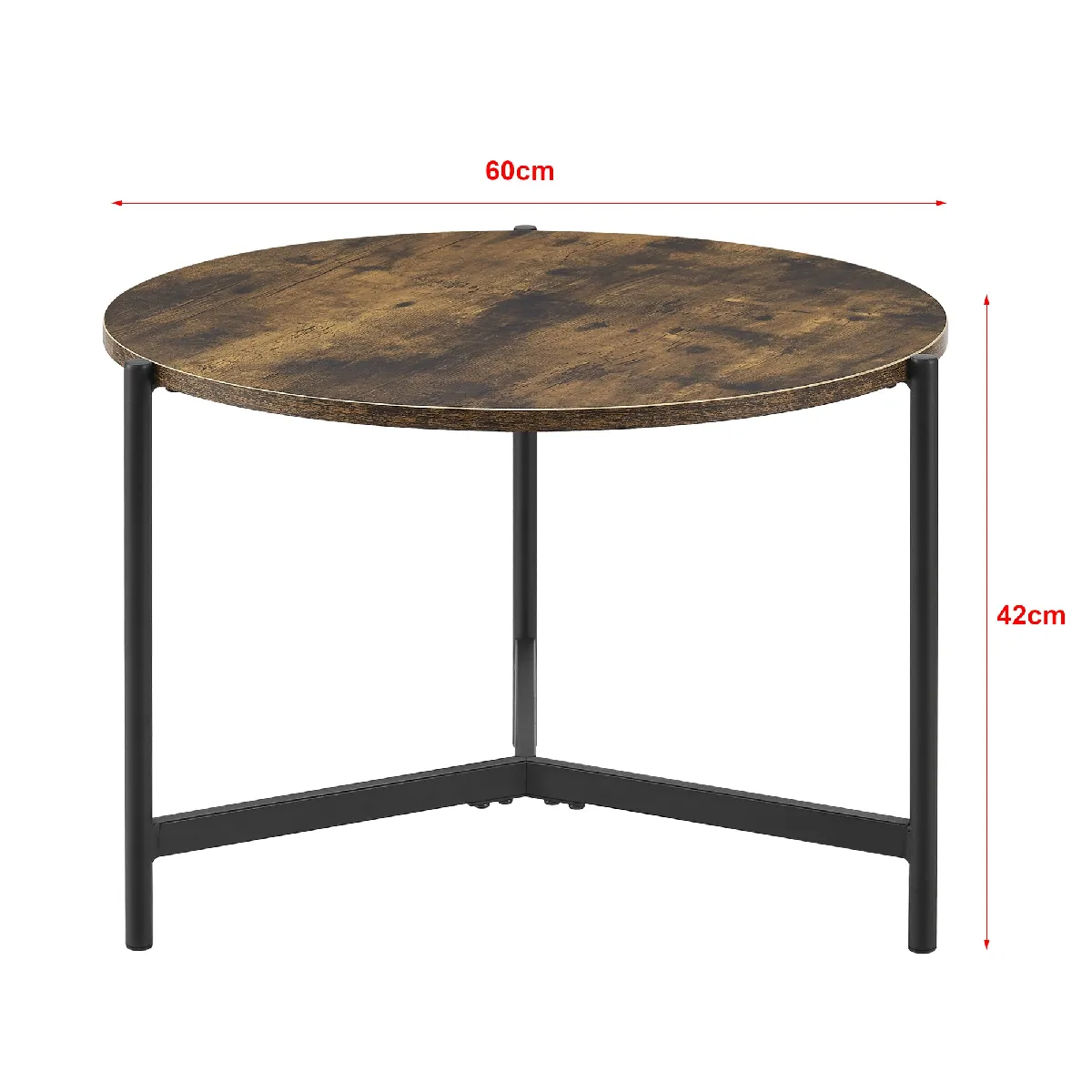 Comparer les prix de Table basse ronde effet bois foncé 42 cm