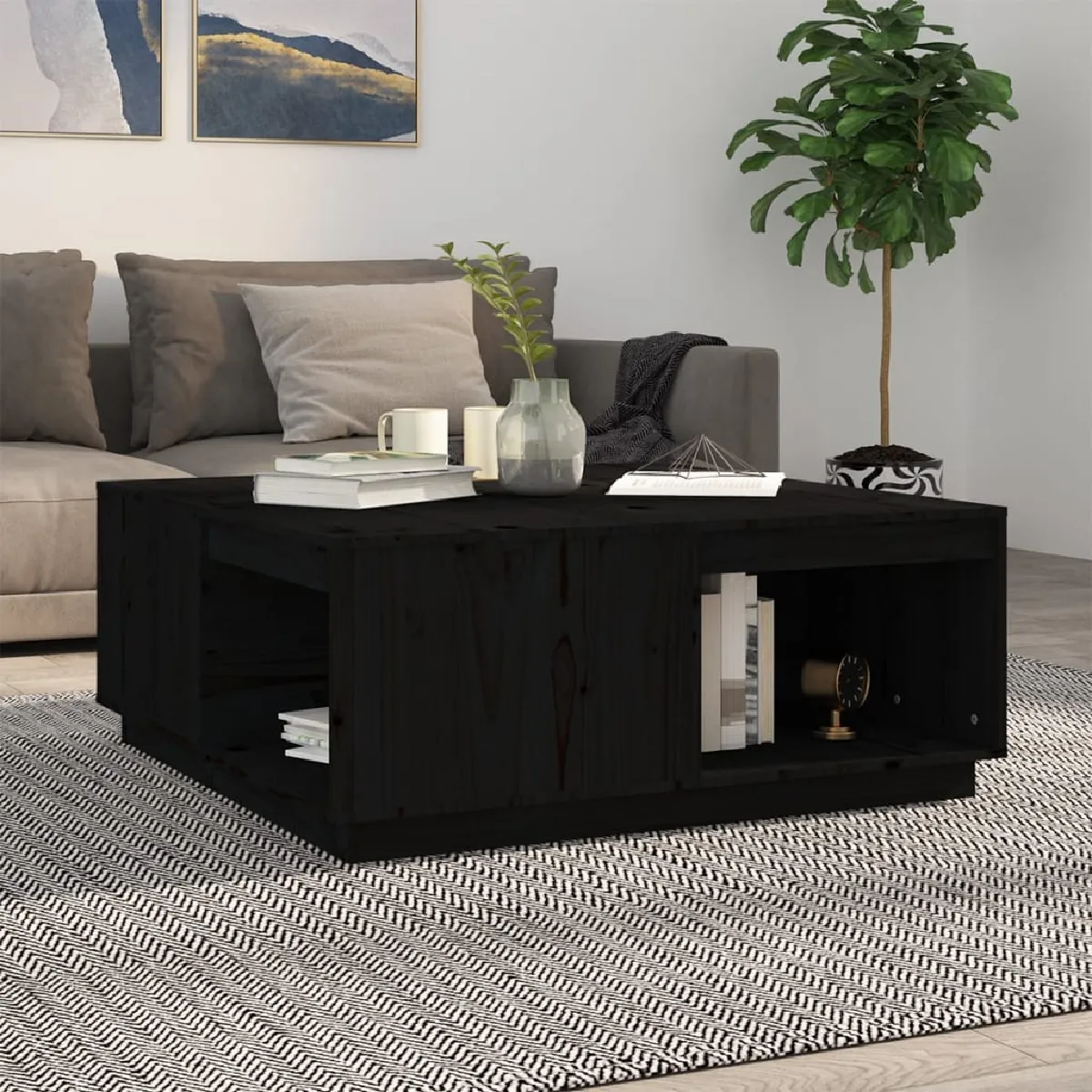 Comparer les prix de vidaXL Table basse Noir 100x101x40,5 cm Bois