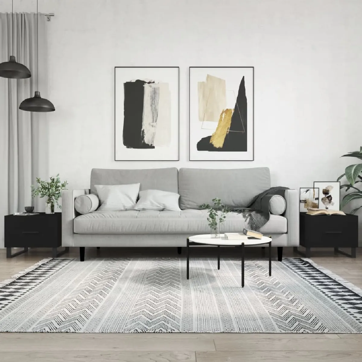 Comparer les prix de Maison Chic Lot de 2 tables basses - 50x50x40 cm - Noir