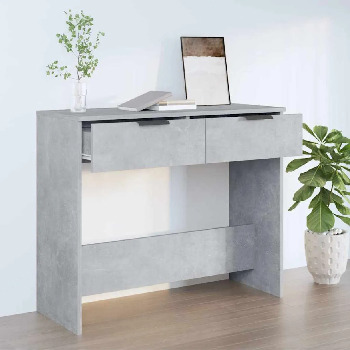 Non Communiqué Gris Béton Table Console 90X36x75 Cm Bois D Ingénierie - Image 3