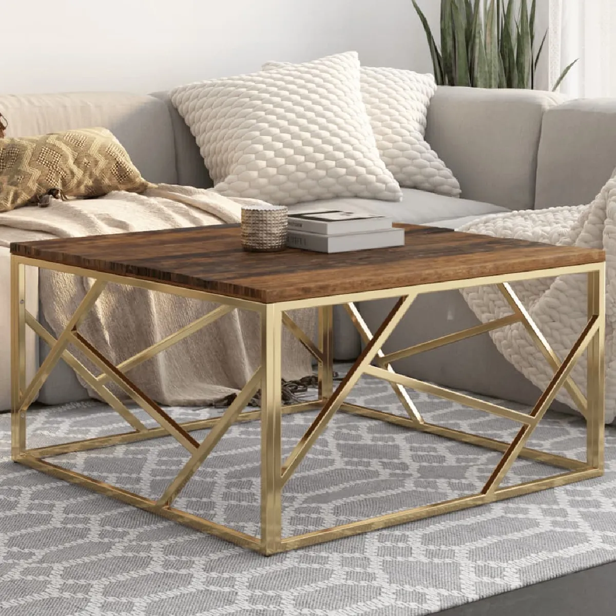 vidaXL Table basse 80x80x40 cm - Acier inoxydable