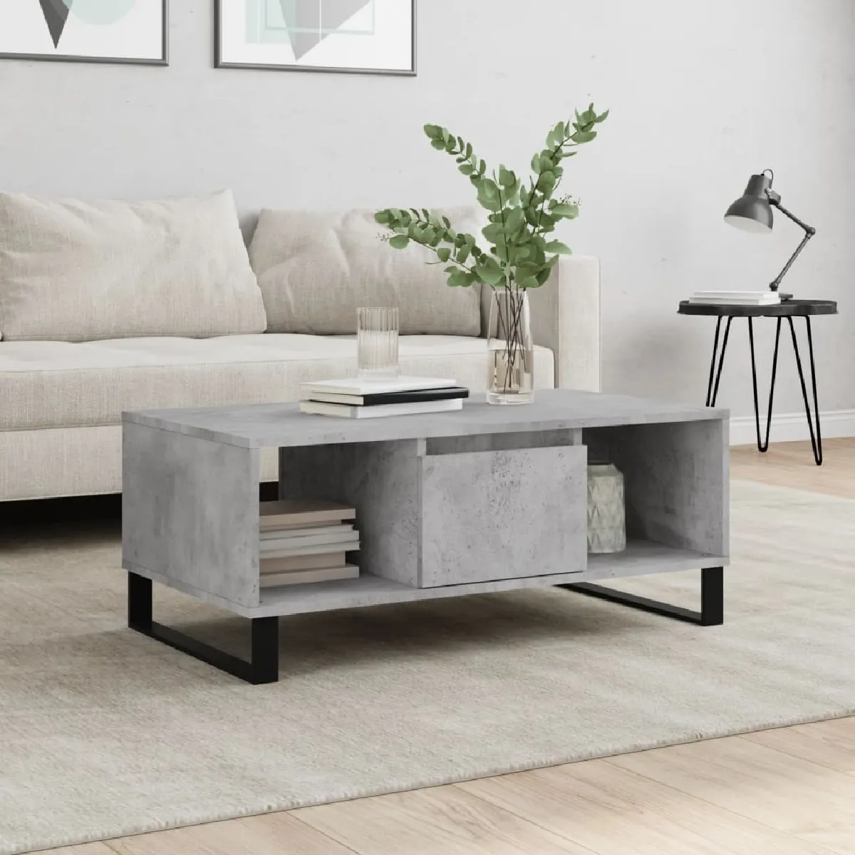 Comparer les prix de VIDAXL Table basse 90 cm - Gris béton
