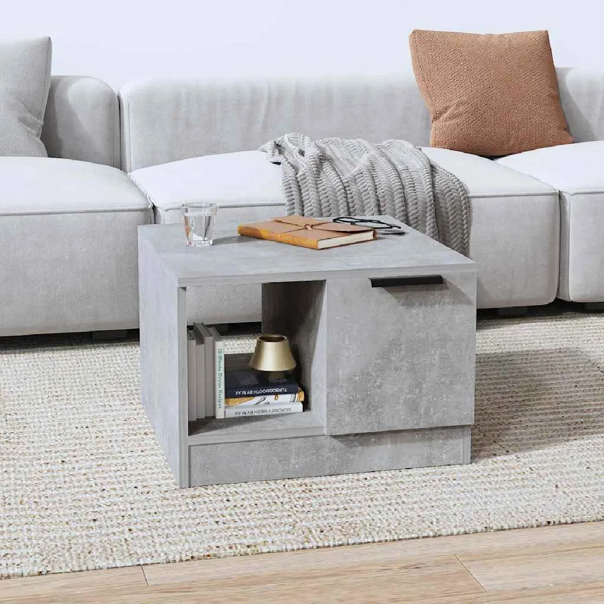 Vidaxl Gris Table Basse Béton 50X50x36 Cm Bois D Ingénierie - Image 2