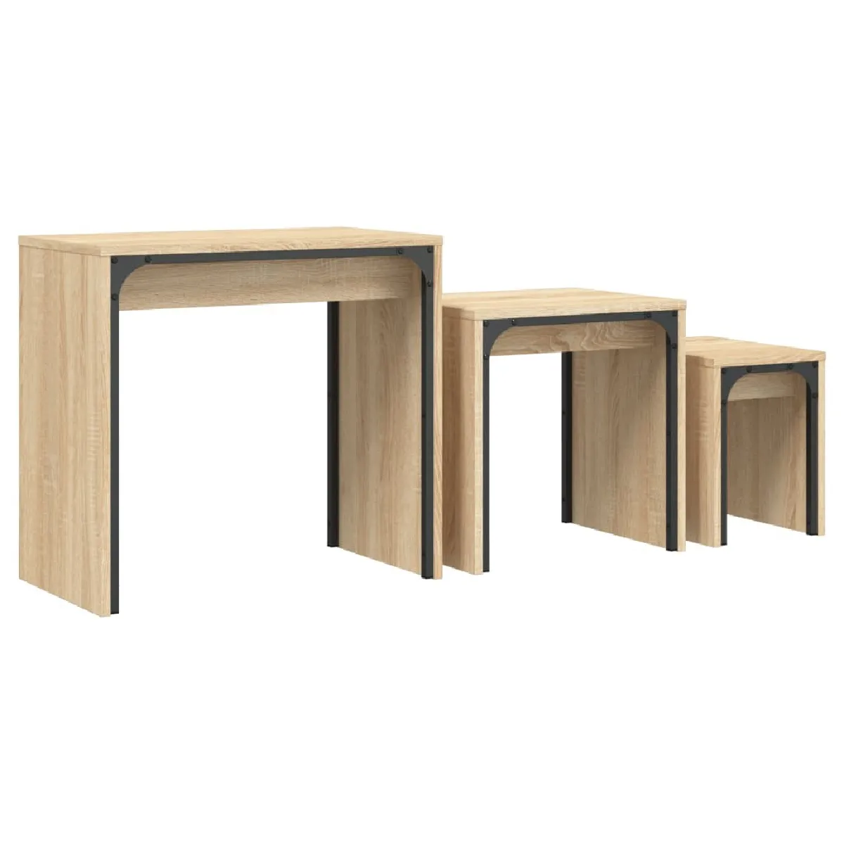 Comparer les prix de Maison Chic Lot de 3 Tables Basses Gigognes - Chêne Sonoma