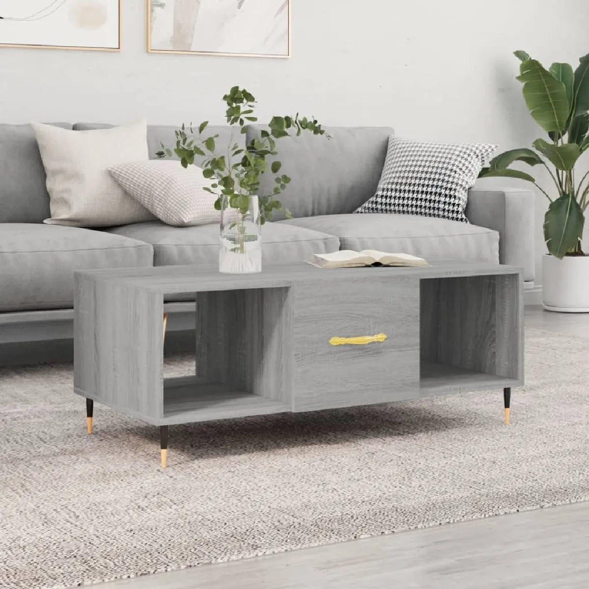 Comparer les prix de Maison Chic Table Basse Sonoma Gris 102x50x40