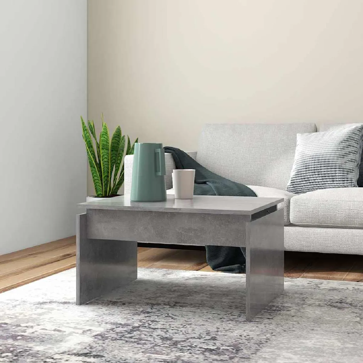 Non Communiqué Gris Table Basse Béton 68X50x38 Cm Bois D Ingénierie - Image 3
