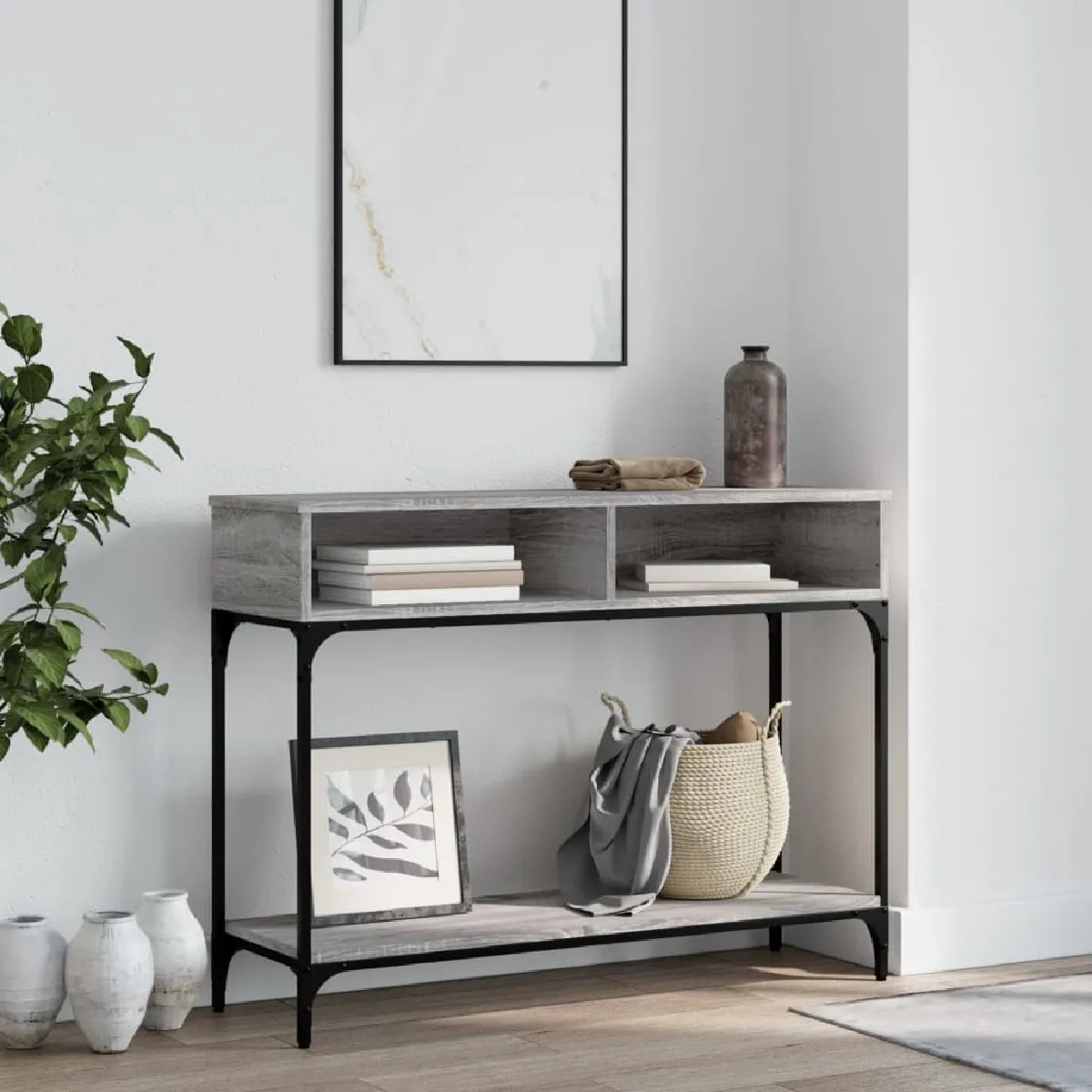 Non Communiqué Gris Vidaxl Table Console Sonoma 100X30,5X75 Cm Bois D'ingénierie 833391 - Image 3