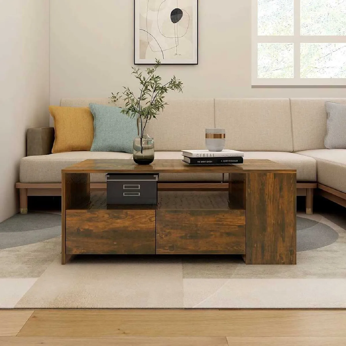 VIDAXL - Table basse - Chêne fumé - 102 x 55 x 42 cm - Image 3