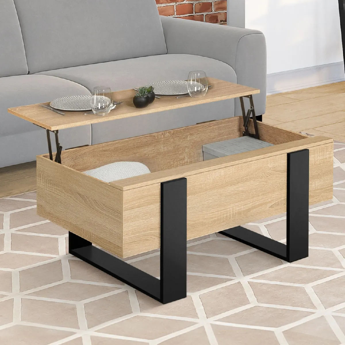 Table Relevable PHOENIX - Bois/Noir