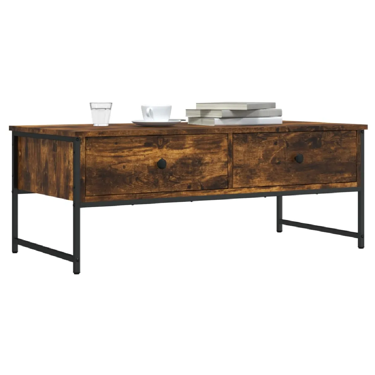 Non Communiqué Marron Vidaxl Table Basse Chêne Fumé 101X49x39,5 Cm Bois D'ingénierie 837739 - Image 3