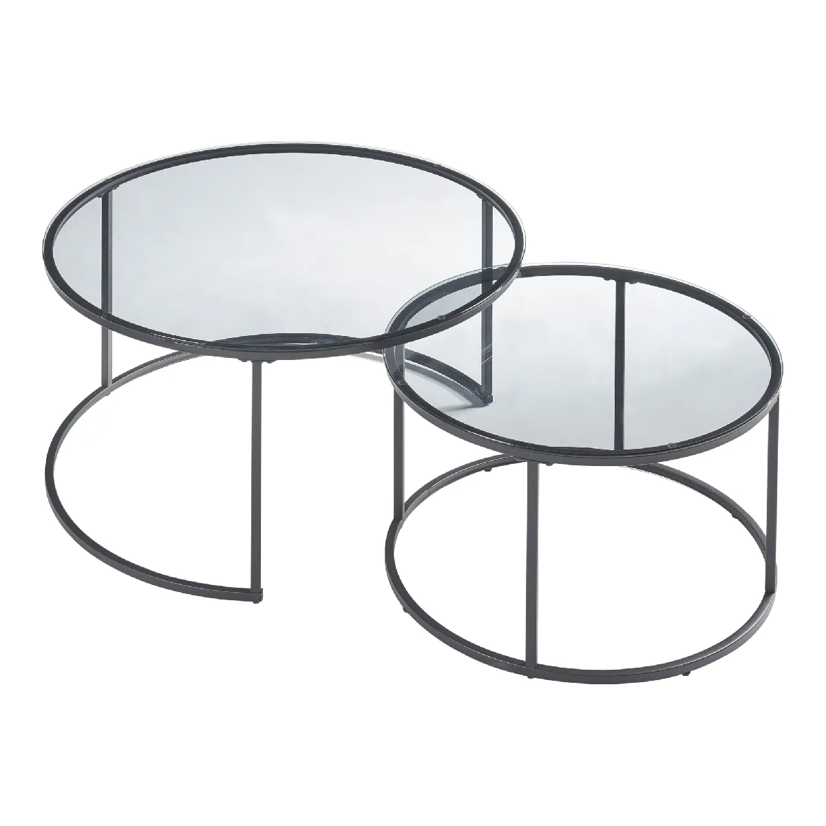 Comparer les prix de Set Tables Basses Helloshop26 - Fumé Verre