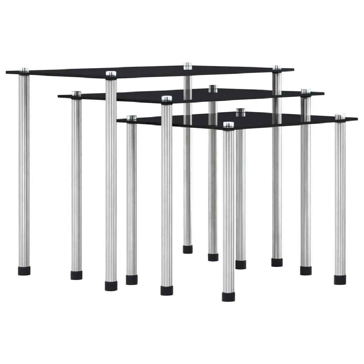 Meilleurs prix pour vidaXL Tables Gigognes - Noir - Verre Trempé