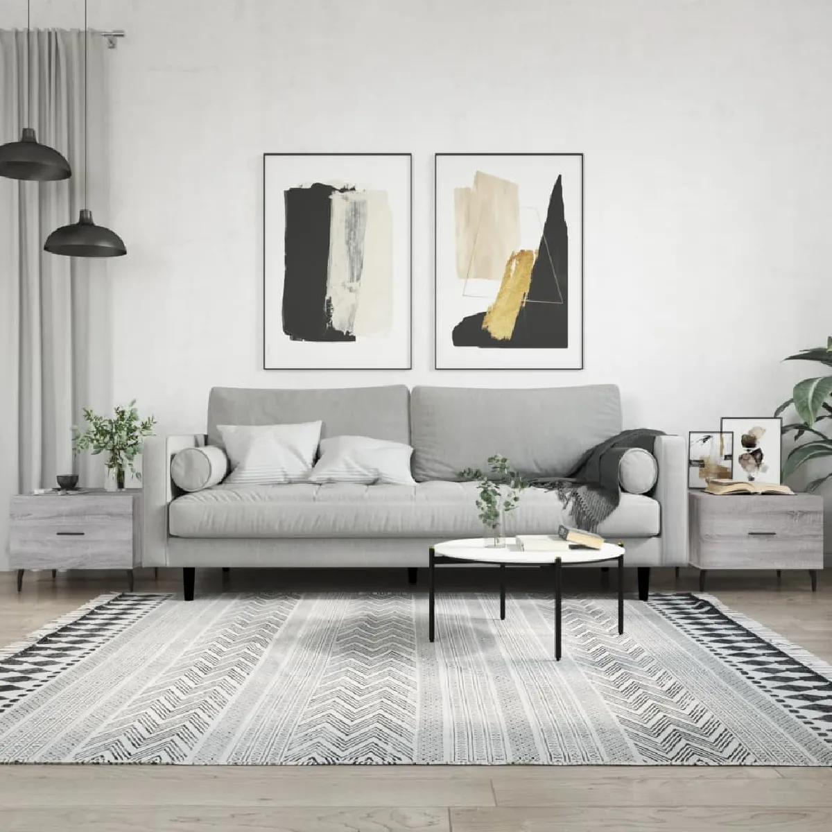 vidaXL - Table basse - Lot de 2 - Gris - 50x50x40 cm - Image 3