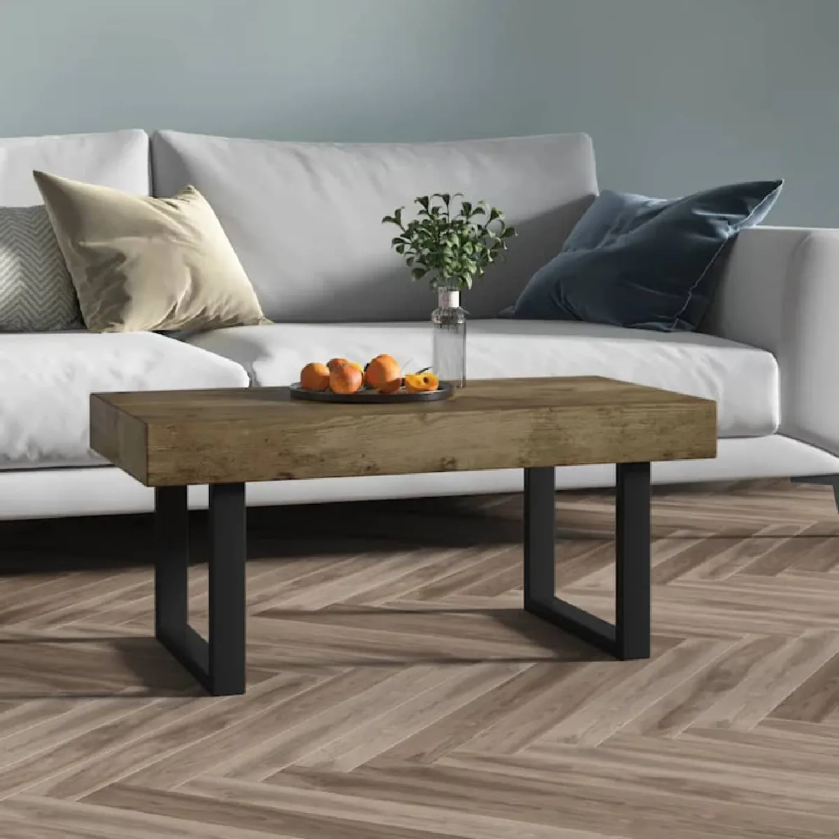 Vidaxl Table basse - Marron foncé et noir - MDF et fer - 90 x 45 x 40 cm