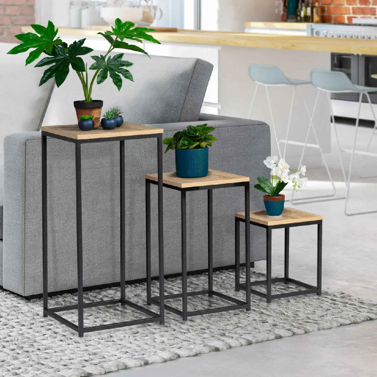 Comparer les prix de MARKET 3 Tables d'Appoint DETROIT - Design Industriel