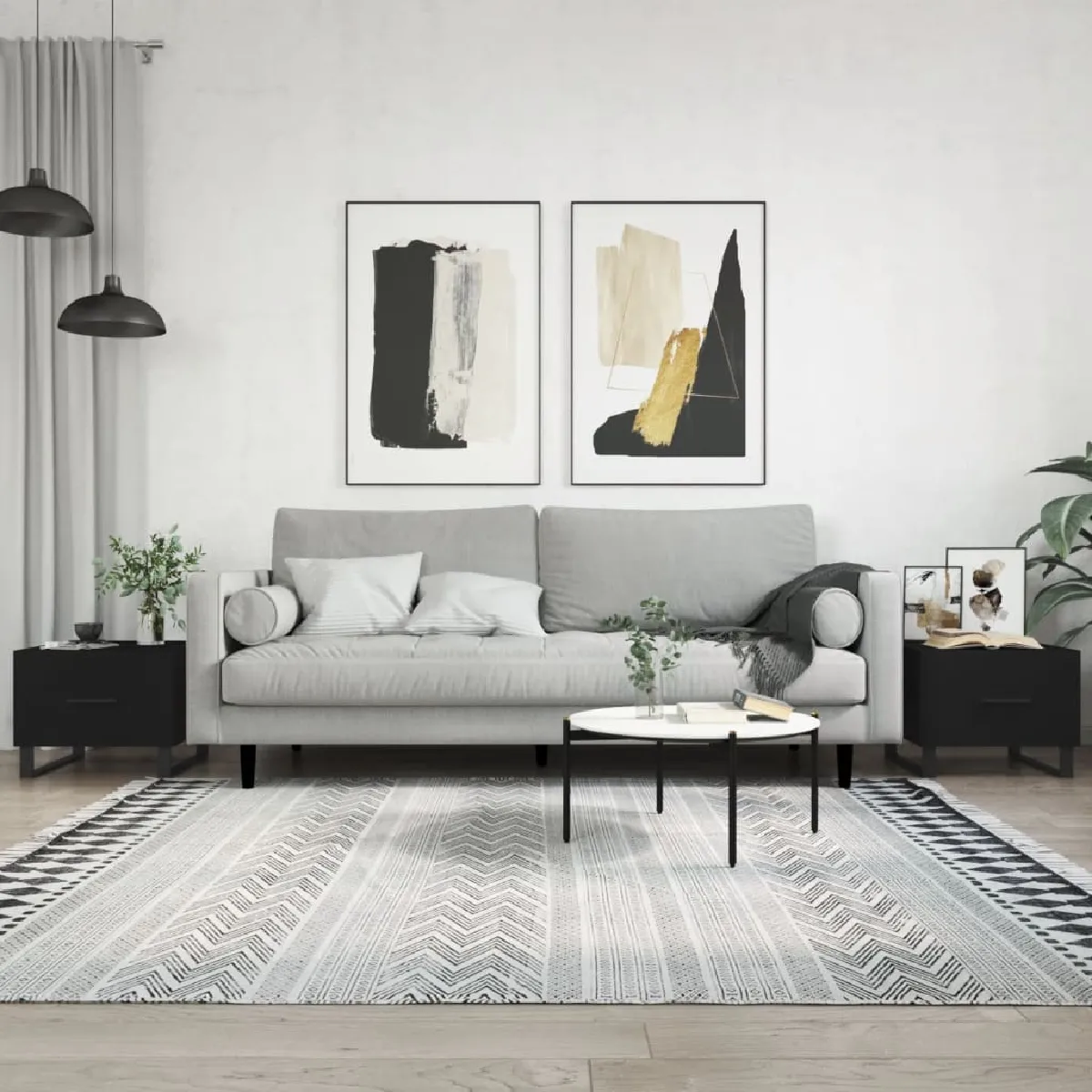 Comparer les prix de vidaXL Tables basses 2 pièces - Noir - 50x50x40 cm