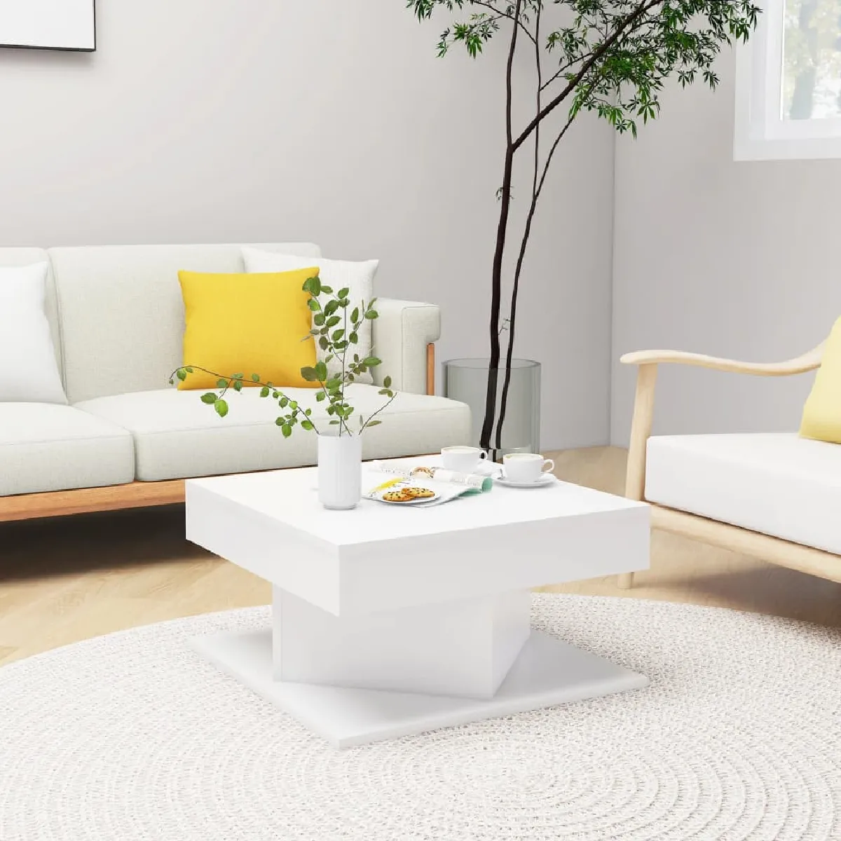 vidaXL Table Basse Blanc 57 cm
