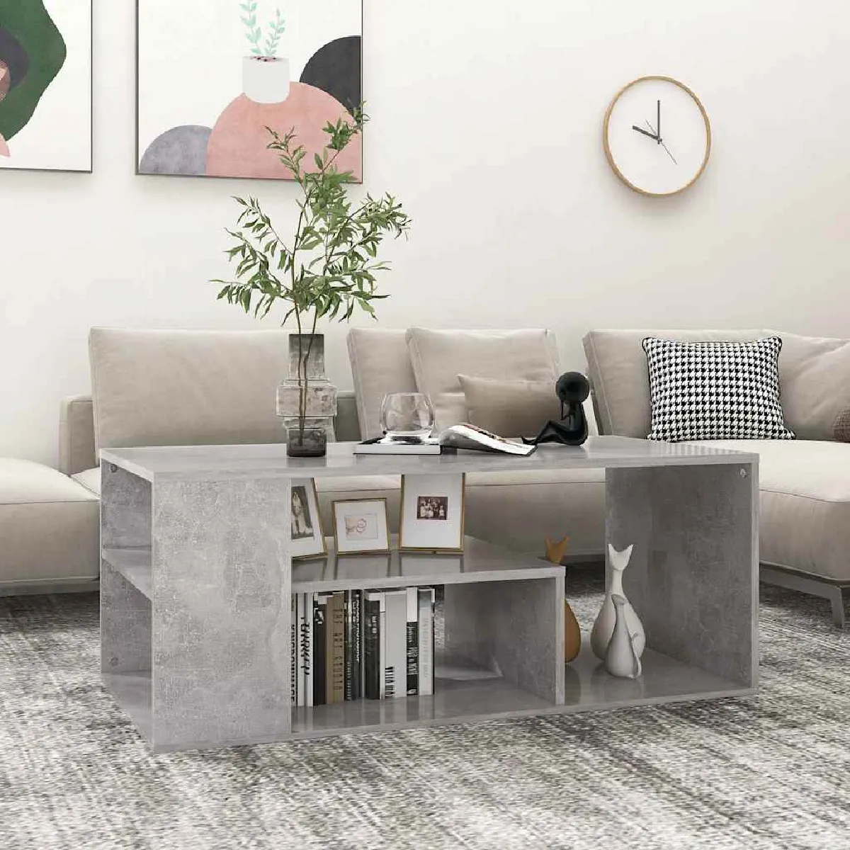 VIDAXL - Table basse - 100x50x40 cm - Gris Béton - Image 2