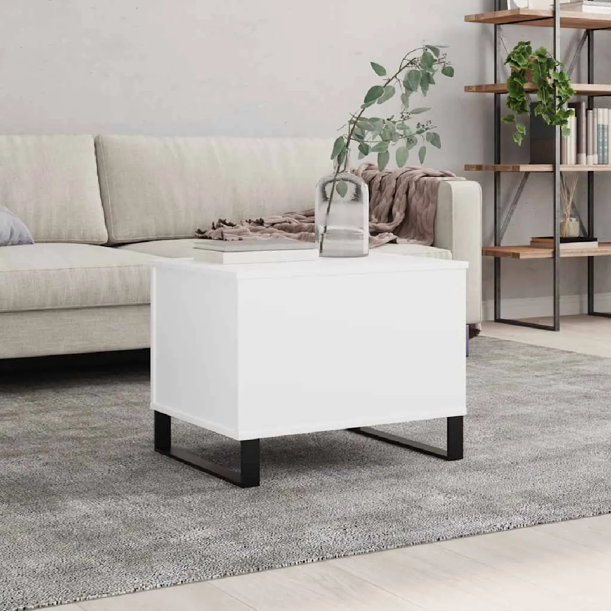 Vidaxl Blanc Table Basse 60X44,5X45 Cm Bois D'ingénierie 830956 - Image 3