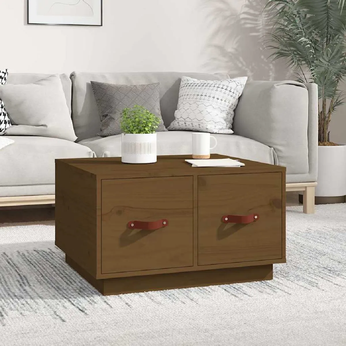 Non Communiqué Marron Vidaxl Table Basse Miel 60X53x35 Cm Bois Massif De Pin820969 - Image 3