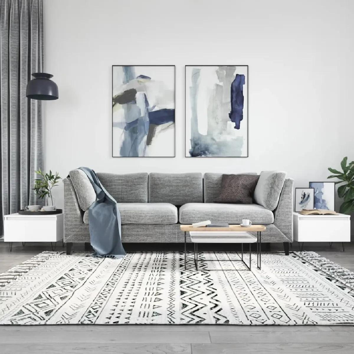 vidaXL - Table basse - Ensemble de 2 - Blanc - 50x46x35 cm - Image 3