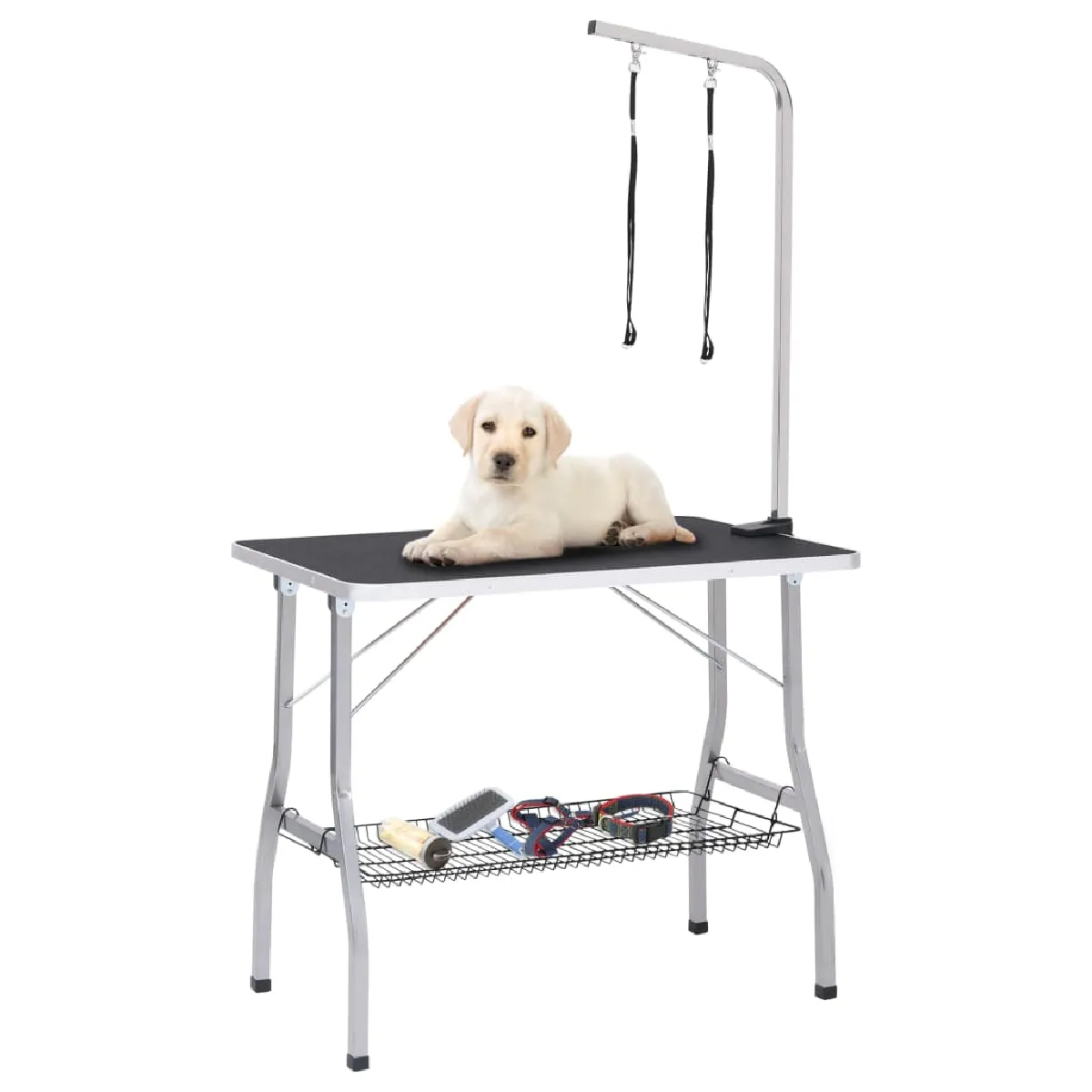 VIDAXL - Table de toilettage pour chien - Réglable - Avec 2 boucles et panier - Image 2