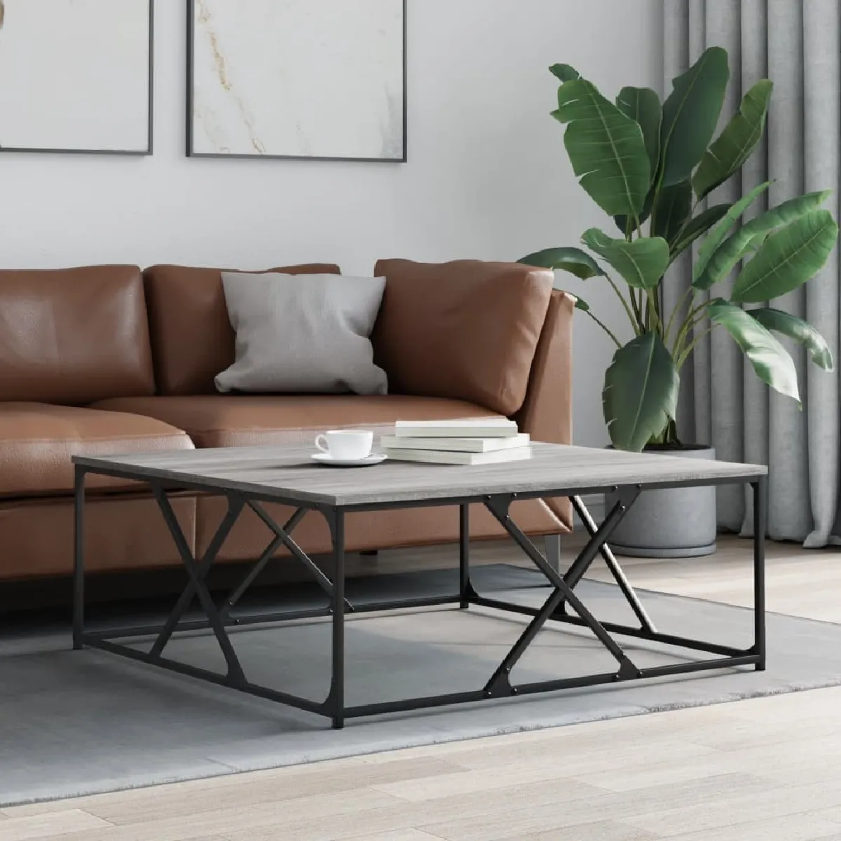 vidaXL Table basse sonoma gris 100x100x40 cm