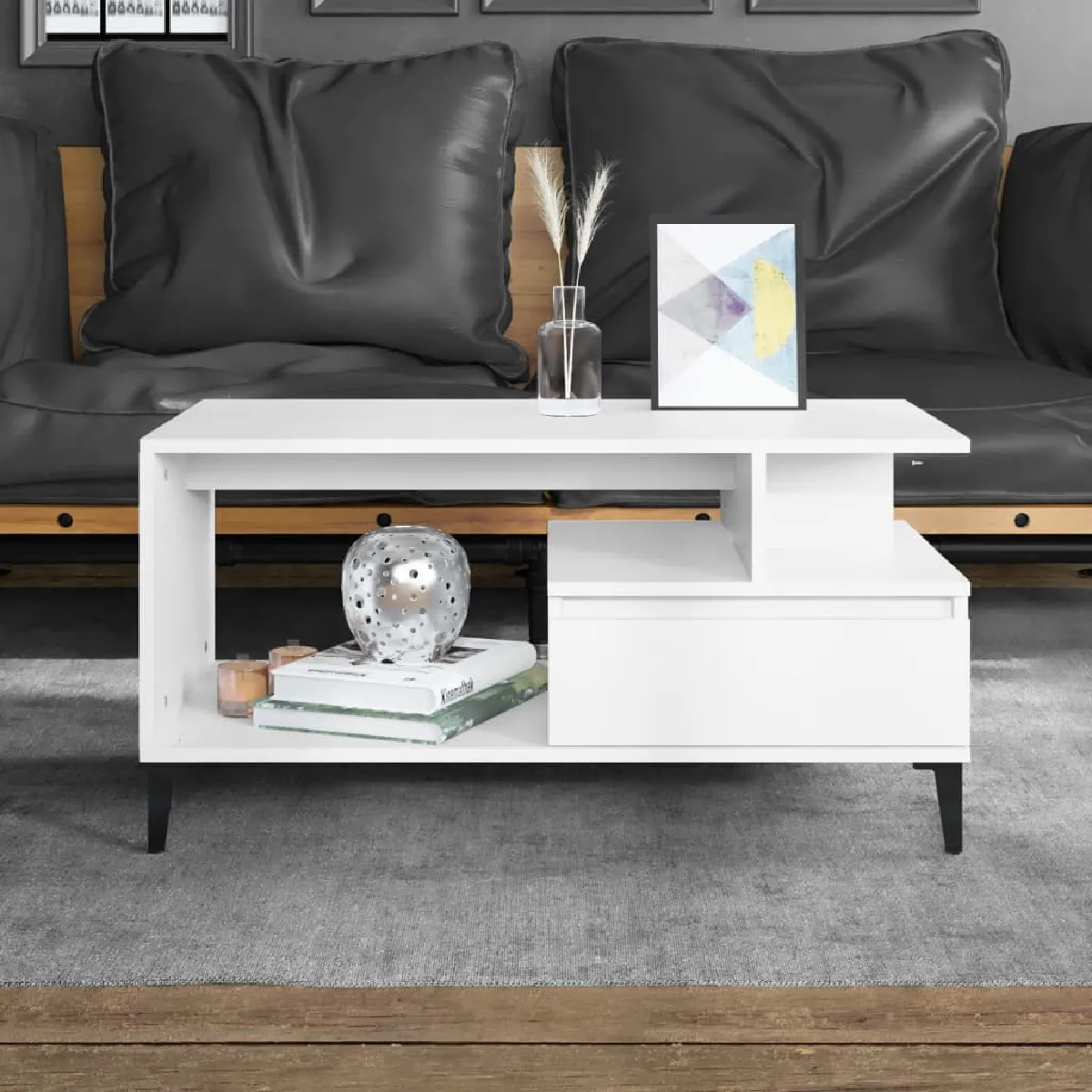 vidaXL Table basse - Blanc 90x49x45 cm