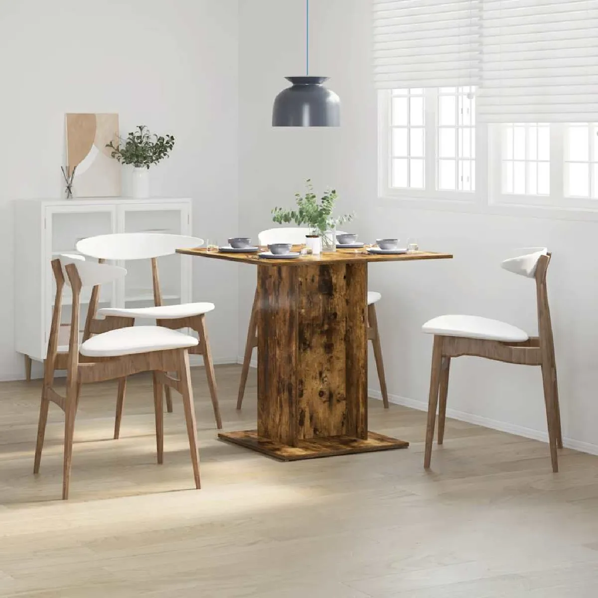 Vidaxl Table à dîner Chêne fumé 80x80x75 cm