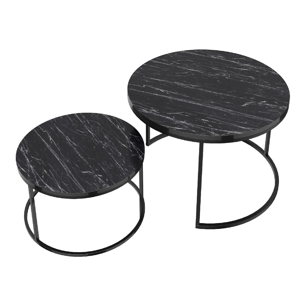 Comparer les prix de Tables gigognes marbre noir - Lot de 2
