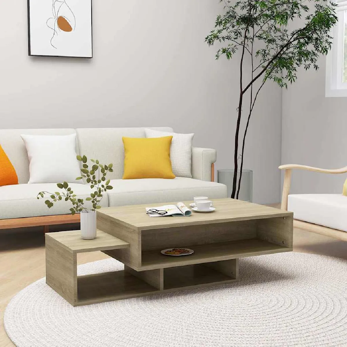 vidaXL - Table basse - Chêne Sonoma - 105 x 55 x 32 cm - Image 3