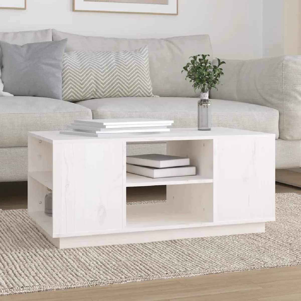 Non Communiqué Blanc Vidaxl Table Basse 90X49x40,5 Cm Bois Massif De Pin814400 - Image 2