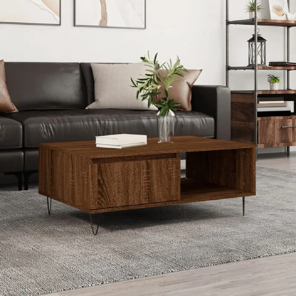 Non Communiqué Marron Vidaxl Table Basse Chêne 90X60x35 Cm Bois D'ingénierie827067 - Image 2