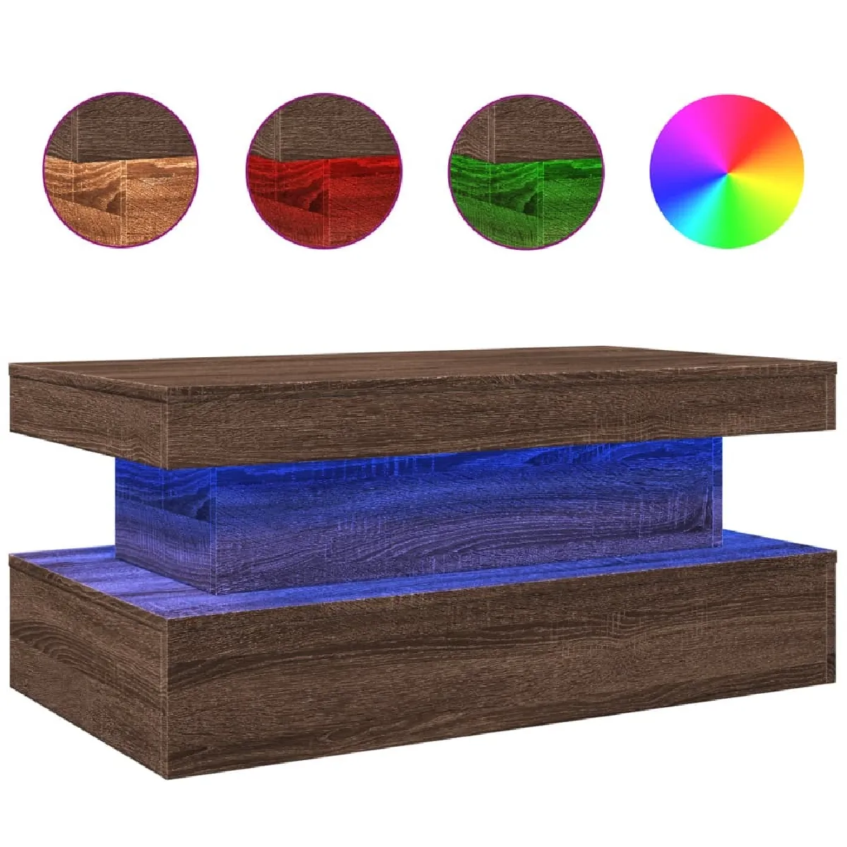 Meilleurs prix pour Maison Chic Table basse avec LED chêne marron