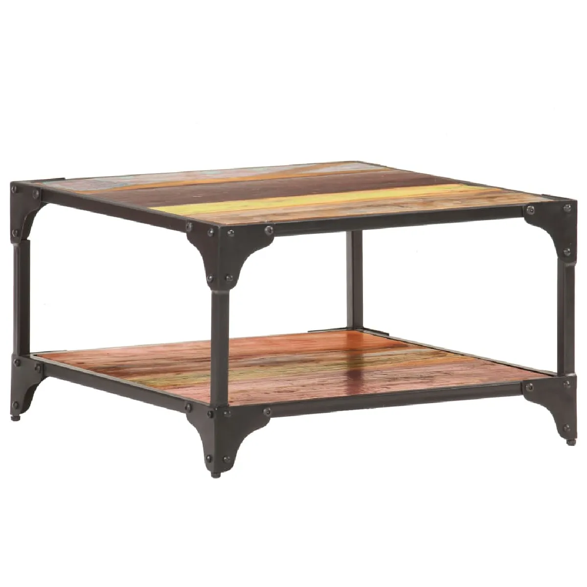 VIDAXL - Table basse - Style Industriel - Bois de récupération - 60x60x35 cm - Noir - Image 3