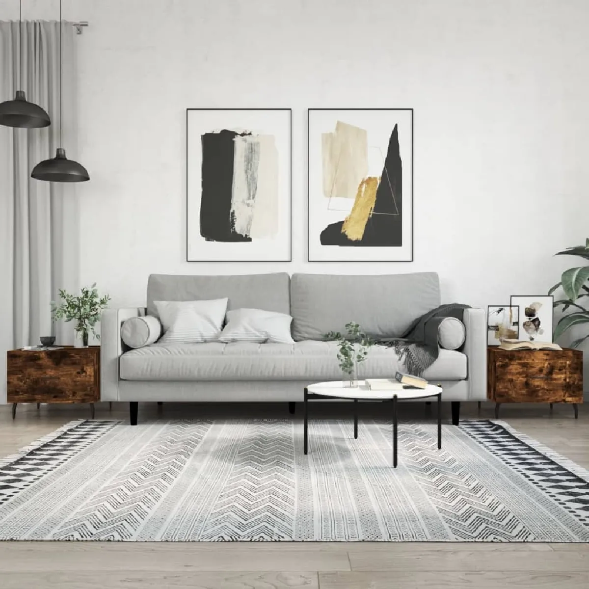 Comparer les prix de Maison Chic Tables Bassines - Chêne Fumé - MN95458