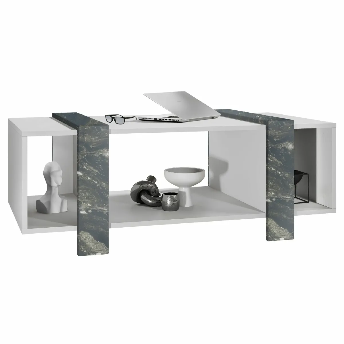 Meilleurs prix pour MPC Table basse - Blanche et marbre graphite