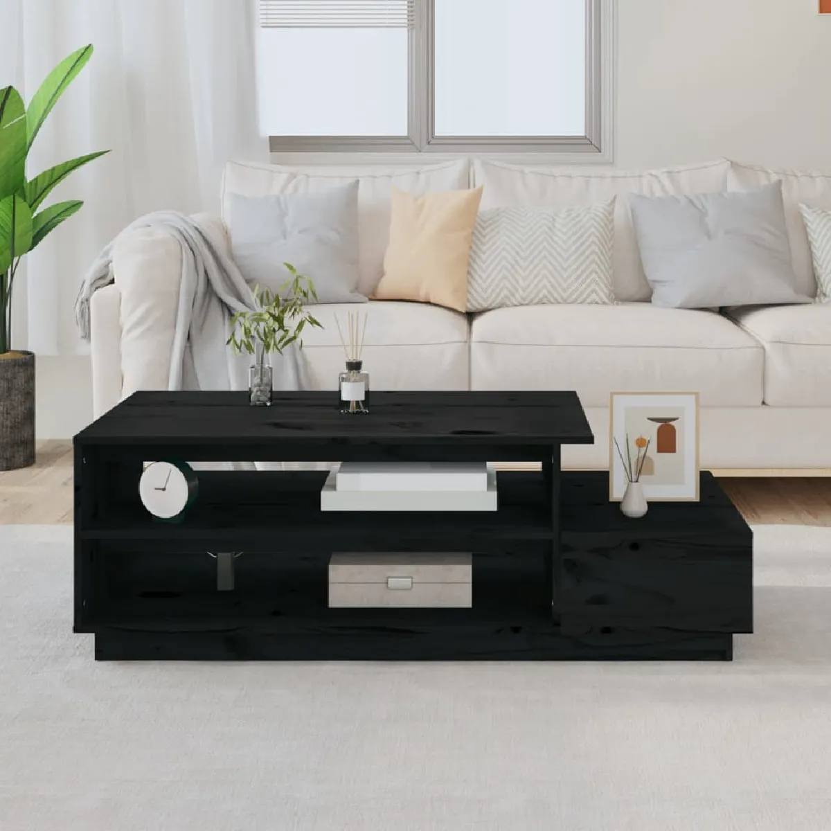 Vidaxl Noir Table Basse Bois De Pin