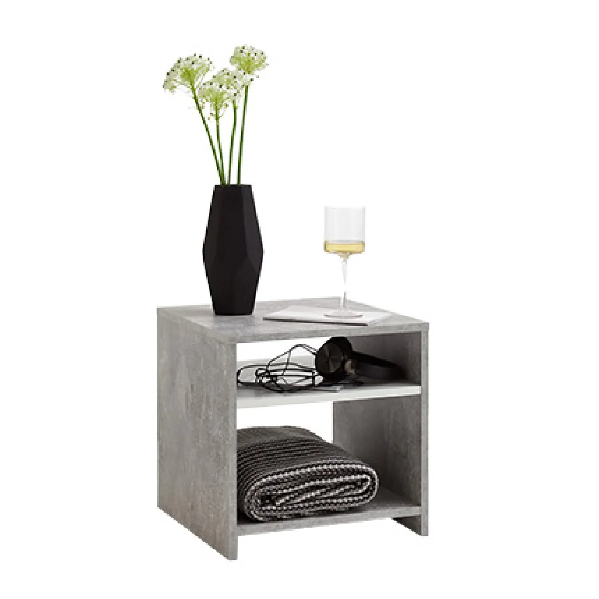 Mes Gris/Blanc Fmd Table Basse Avec Étagère