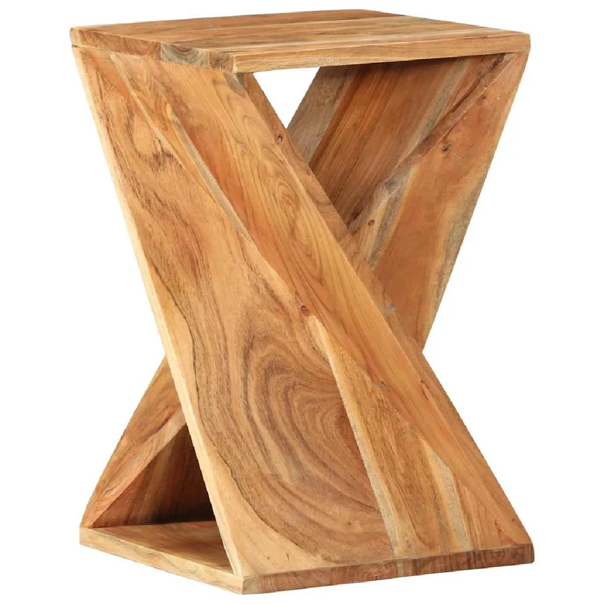 Non Communiqué Naturel (Bois D'acacia) Table D Appoint 35X35x55 Cm Bois Massif D Acacia - Image 3