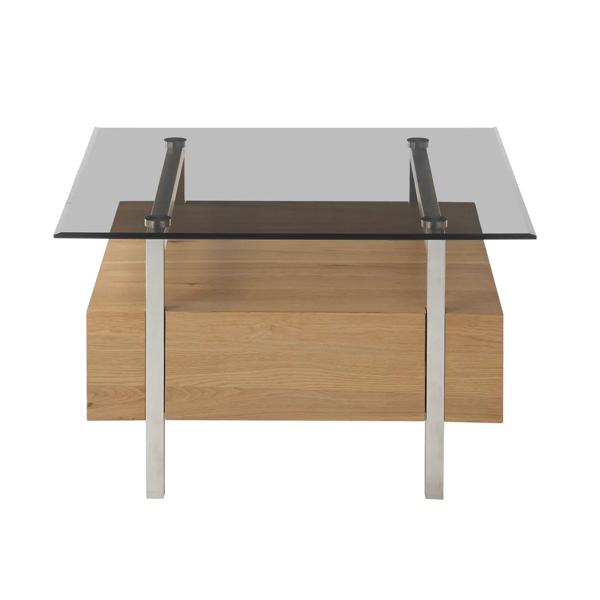 Meilleurs prix pour Pegane Table basse chêne/verre - 80x80x45 cm