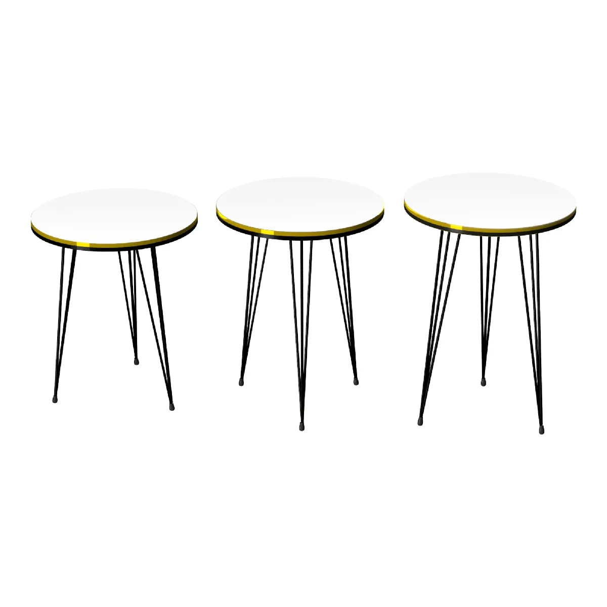Comparer les prix de Set de 3 tables d'appoint gigognes - Blanc/Noir