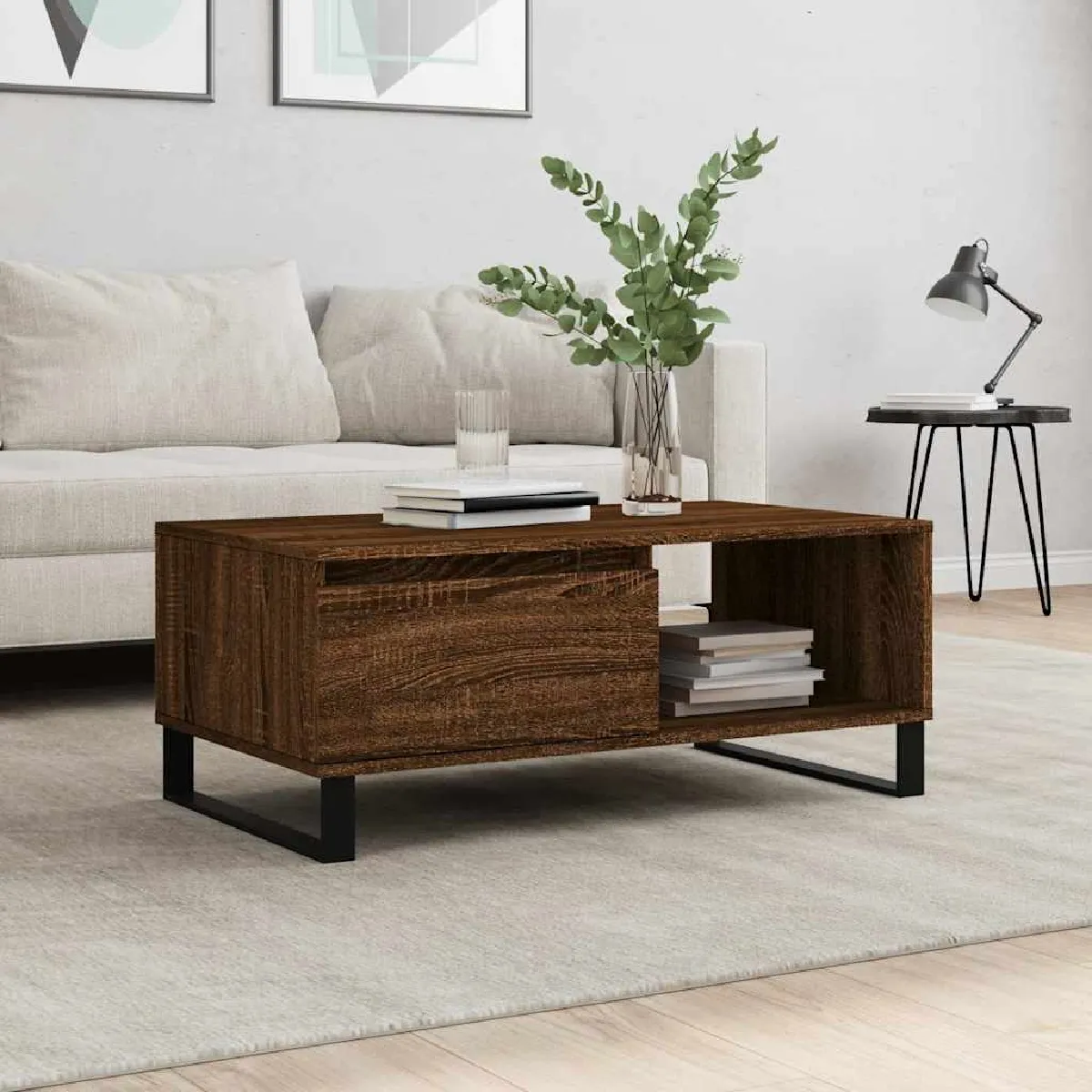 vidaXL - Table basse - 90 x 50 x 36,5 cm - Marron - Image 2