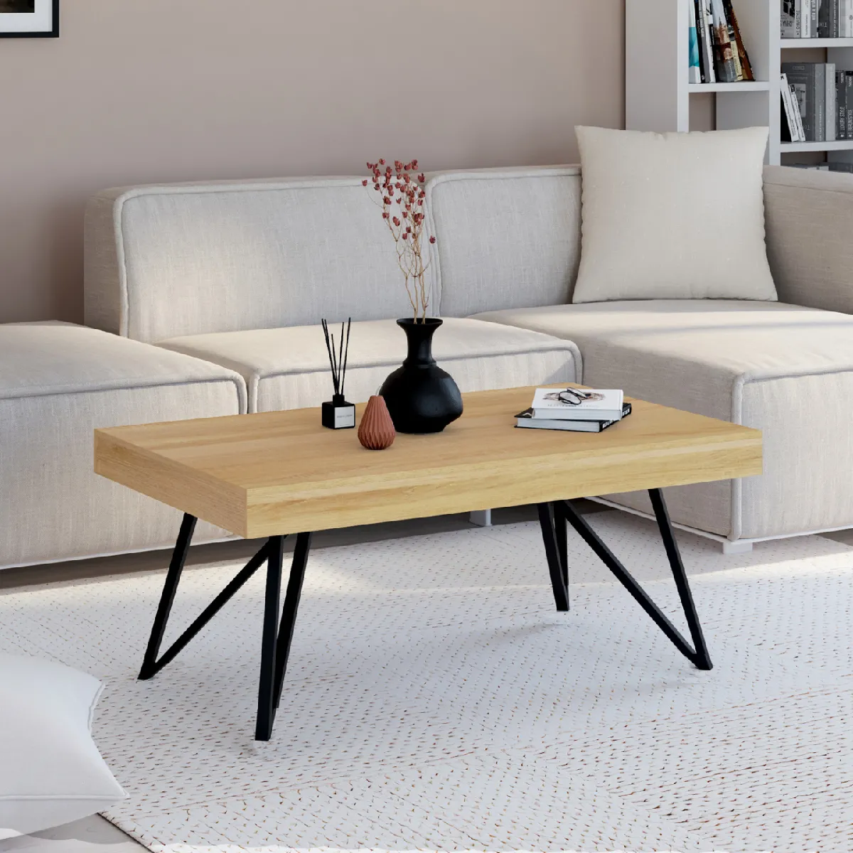 Comparer les prix de MARKET Table basse ADELE - Bois et noir