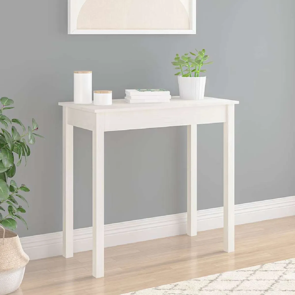 Vidaxl Blanc Table Console 80X40x75 Cm Bois Massif De Pin - Image 2