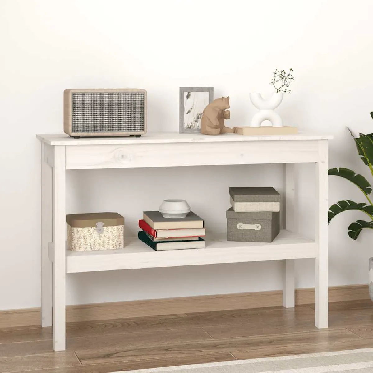 Non Communiqué Blanc Vidaxl Wandtafel 110X40x75 Cm Massief Grenenhout Wit814300 - Image 3